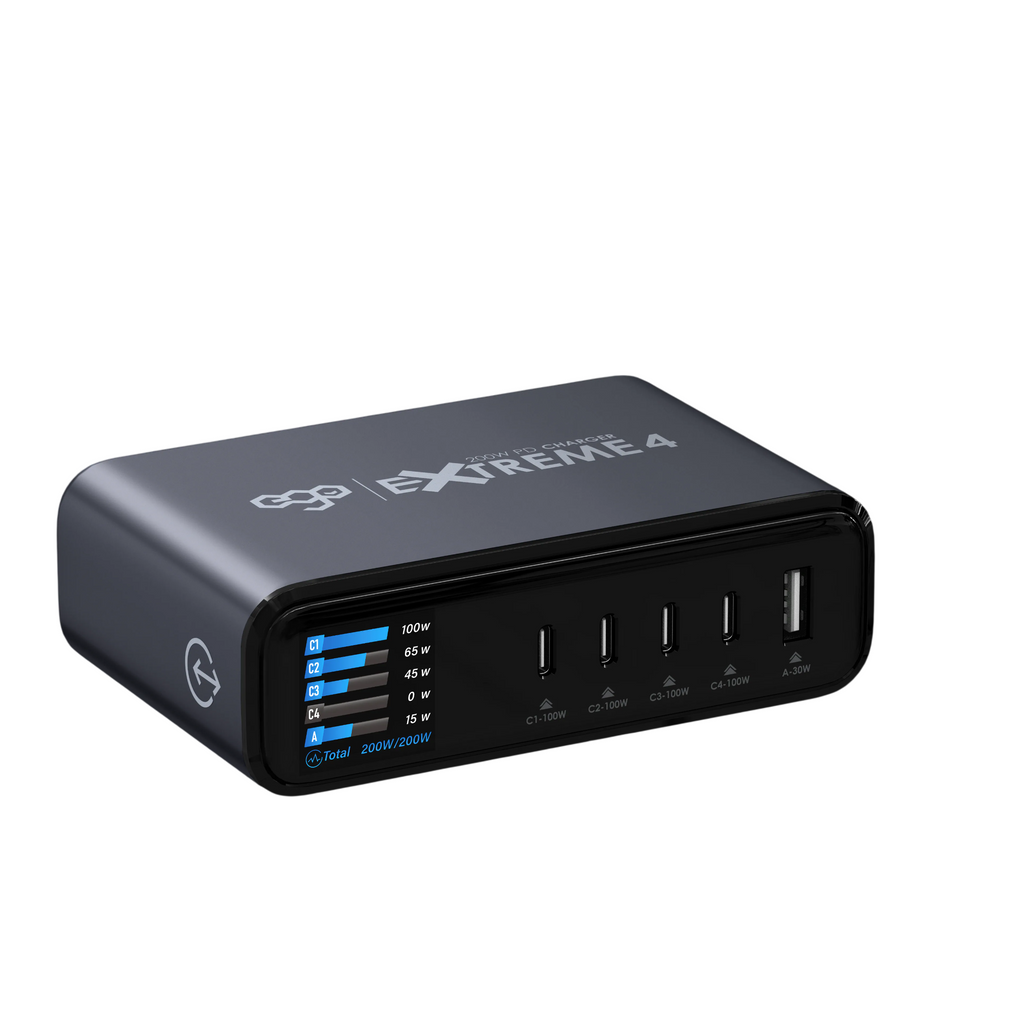 EGO 200W Extreme 4 五埠 GaN 充電器 黑色 (EGO-EX4) - 01-hero_EX4