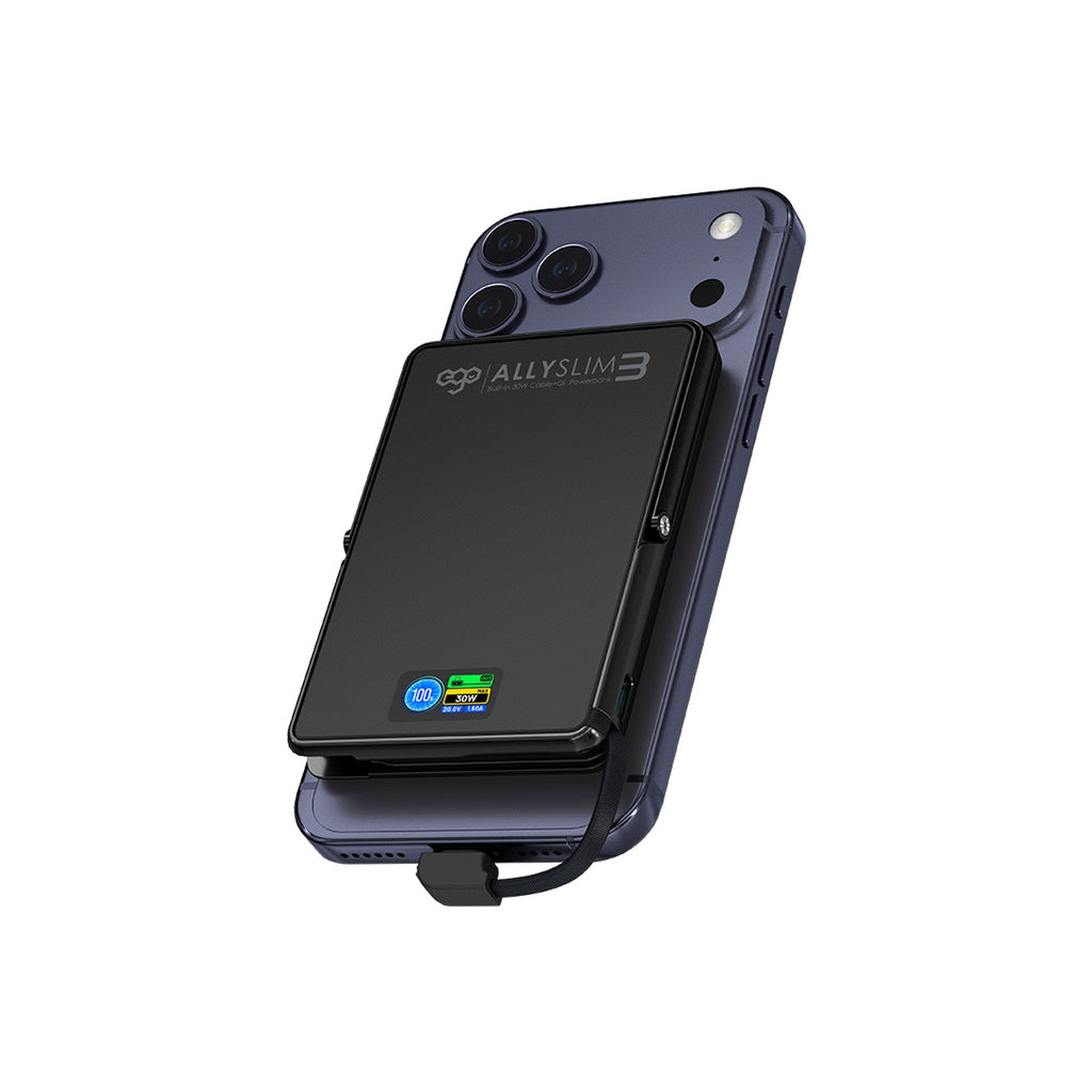 EGO AllySlim3 4 合 1 30W PD 10000mAh 內置線磁吸流動電源 磨砂黑 (M10ULTRA-BLACK) - 01_hero_m10ultra-black