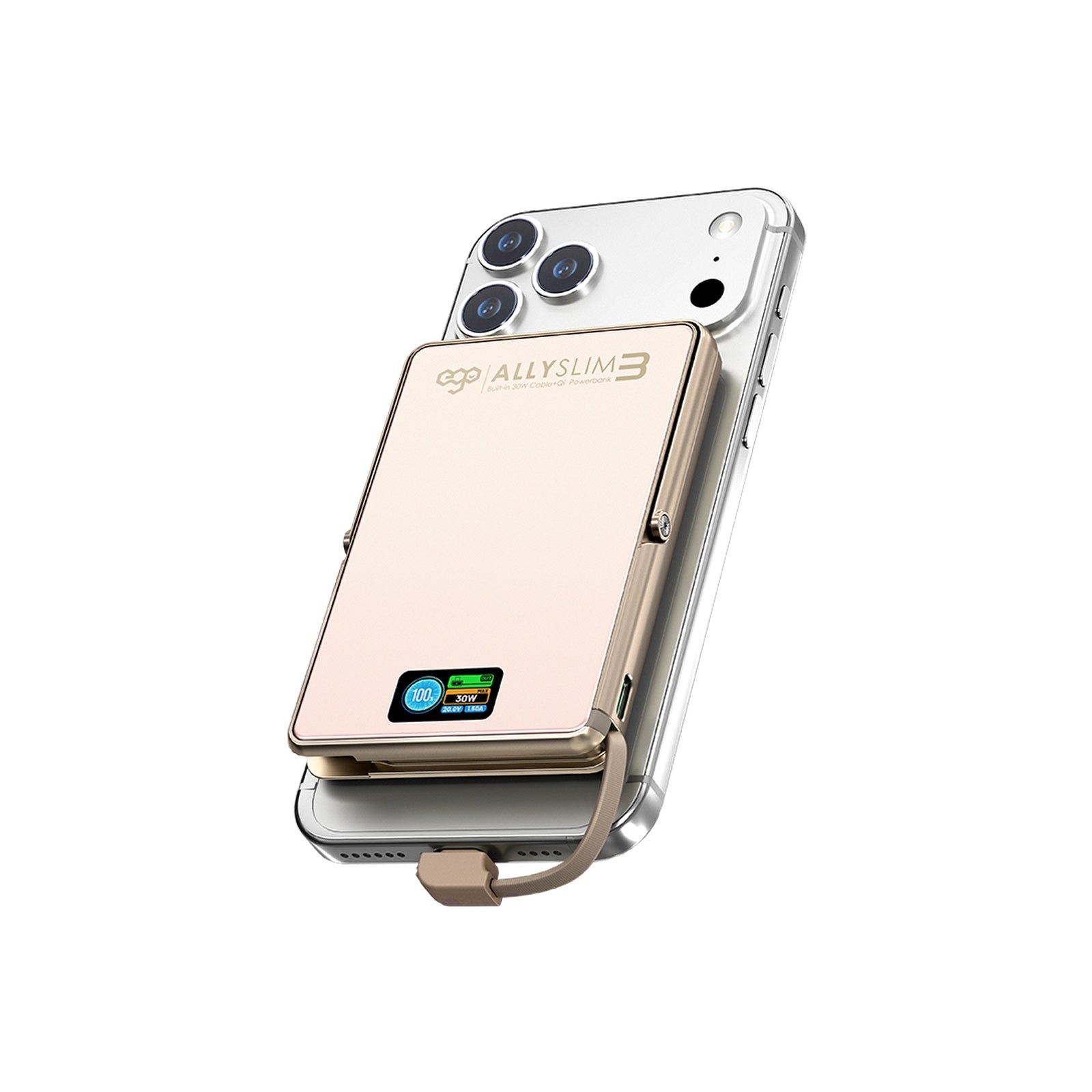 EGO AllySlim3 4 合 1 30W PD 10000mAh 內置線磁吸流動電源 沙漠金 (M10ULTRA-GOLD) - 01_hero_m10ultra-gold