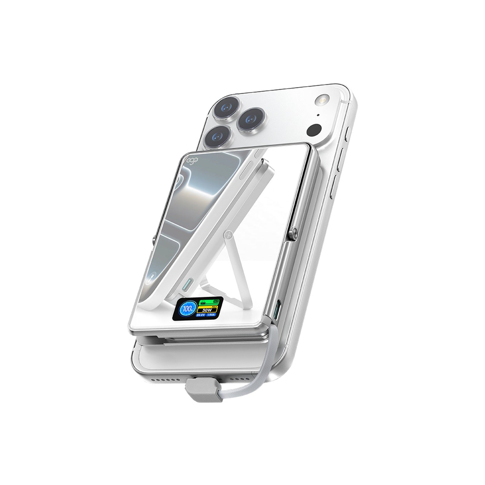 EGO AllySlim3 4 合 1 30W PD 10000mAh 內置線磁吸流動電源 鏡面白 (M10ULTRA-MIRROR) - 01_hero_m10ultra-mirror
