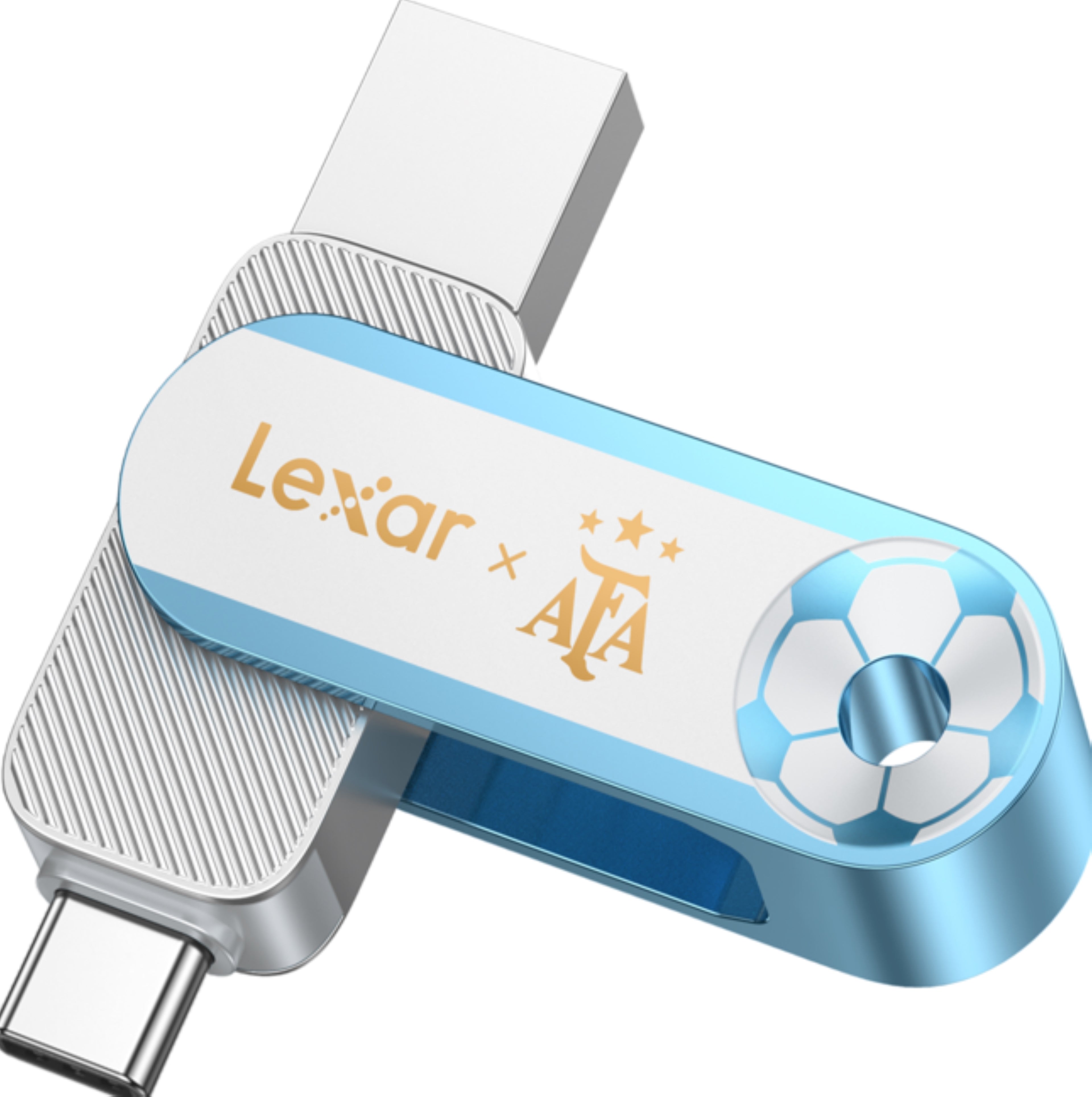 Lexar JumpDrive D500 128GB USB-A + USB-C 雙介面隨身碟 
阿根廷足球協會 (AFA) 版本 Version(LJDD500128G-BNXNG) - 02-hero_D500-SIDE