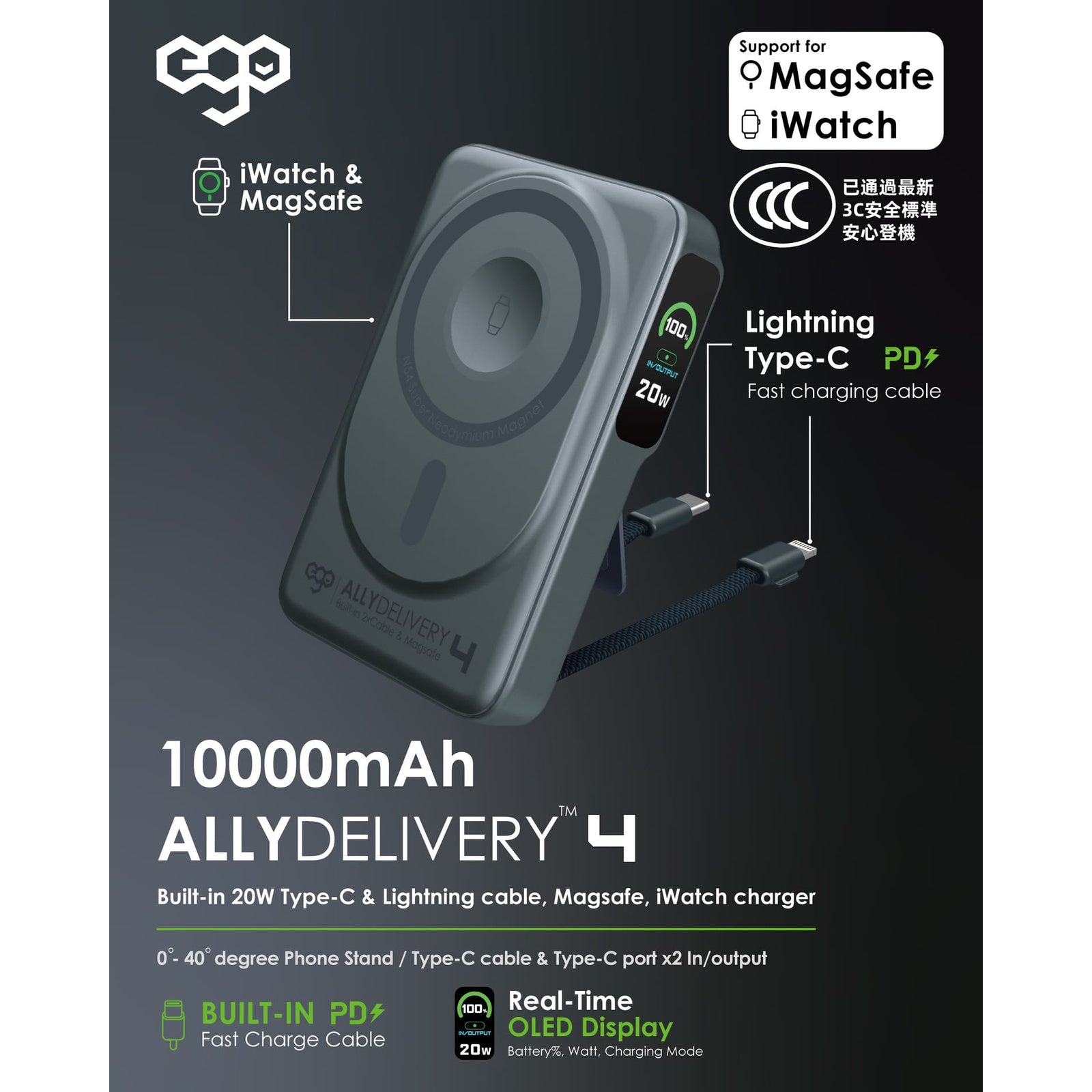 EGO Ally Delivery 4 3C 追溯碼（QR code）版 MagSafe 10000mAh 6 合 1 流動電源 冷灰色 (F52-GREY) - 02-info-overview_F52