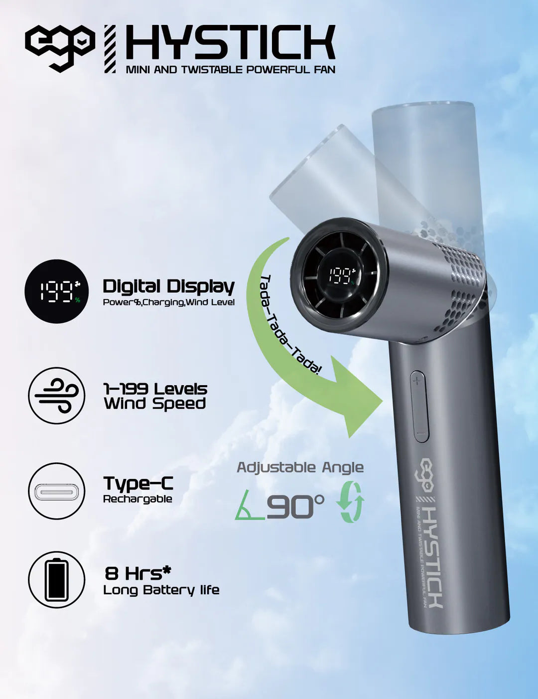 EGO HyStick Mini 扭轉式迷你風扇 白色 (GF06-WHITE) - 03-info_1