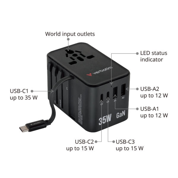 Verbatim 35W GaN 旅行轉插連伸縮充電線 黑色 (30244) - 03-product_30244-2
