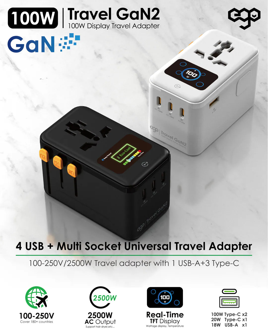 EGO 100W GaN2 四埠 USB 旅行轉換插頭 黑色 (OL-A03D-PQ100-BLACK) - 04-info_3