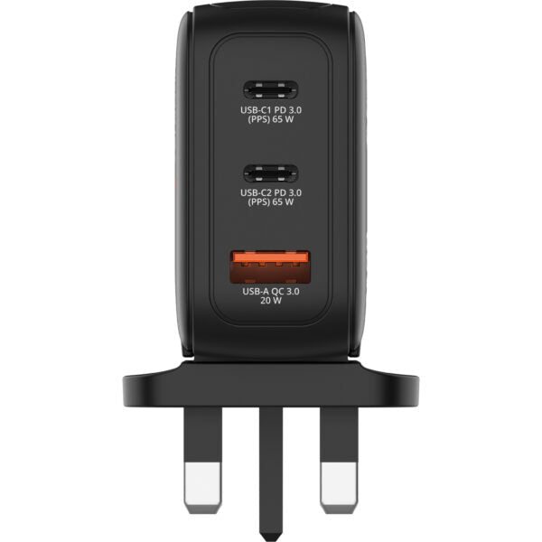 Verbatim 3-Port 65W Mini GaN 顯示屏充電器 英規插頭 黑色 (30246) - 04-product_30246-3