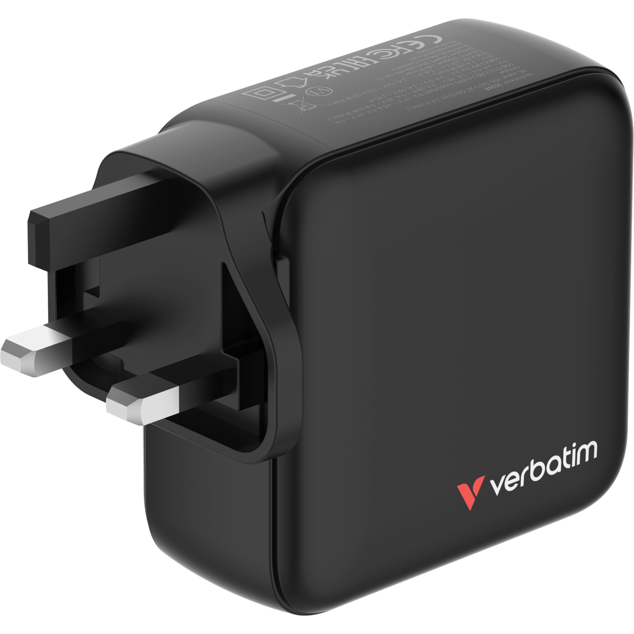Verbatim 4-Port 140W Mini GaN 顯示屏充電器 英規插頭 黑色 (30248) - 04-product_30248-3
