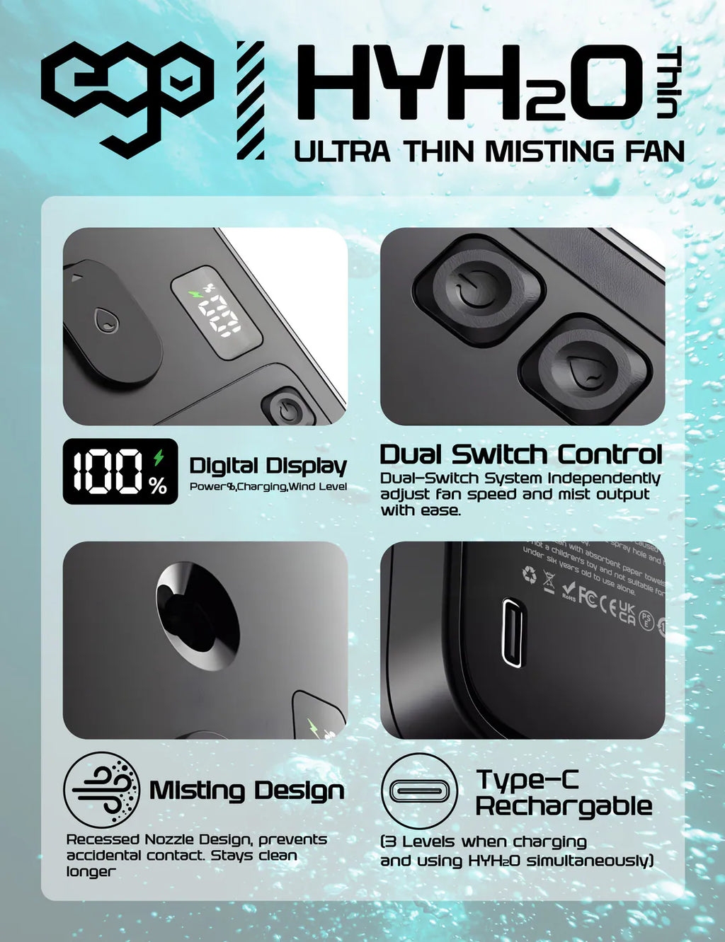 EGO HyH2O Thin 噴霧水冷風扇 米色 (P1-BEIGE) - 06-info_P1-INFO4