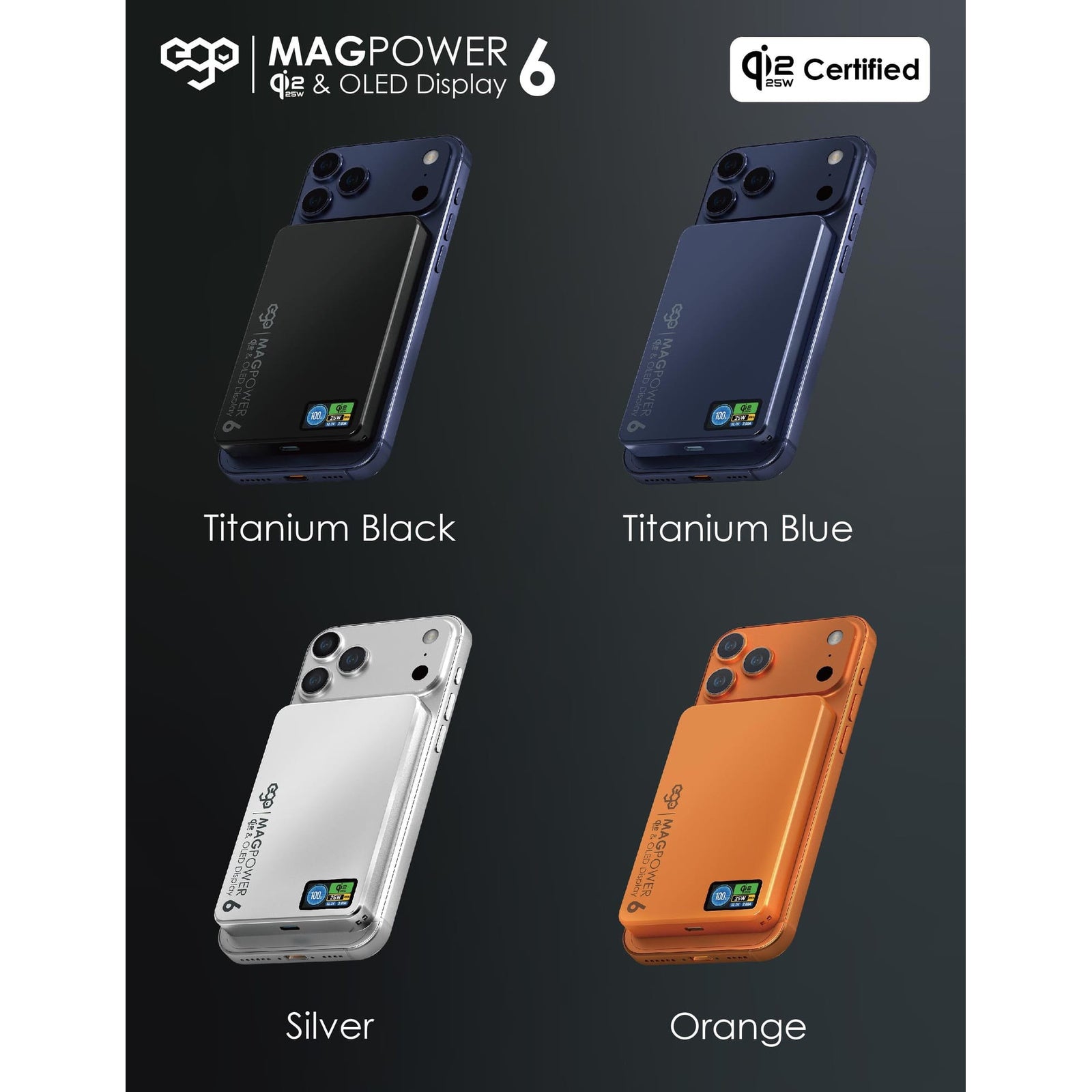 EGO MagPower 6 Qi2.2 10000mAh 磁吸流動電源 銀色 (M17AIR-SILVER) - 08-info-colour-range_M17AIR