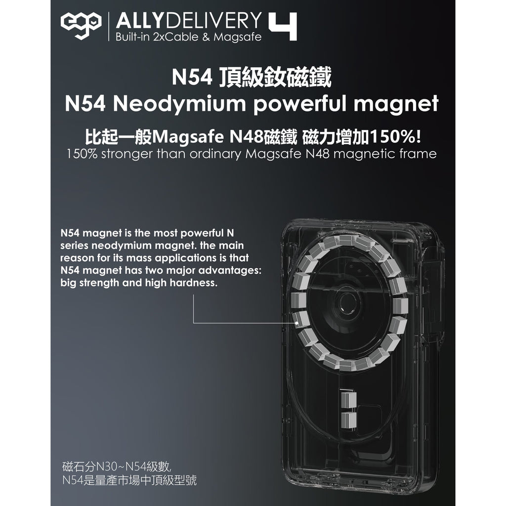 EGO Ally Delivery 4 3C 追溯碼（QR code）版 MagSafe 10000mAh 6 合 1 流動電源 冷灰色 (F52-GREY) - 08-info-n54-magnet_F52