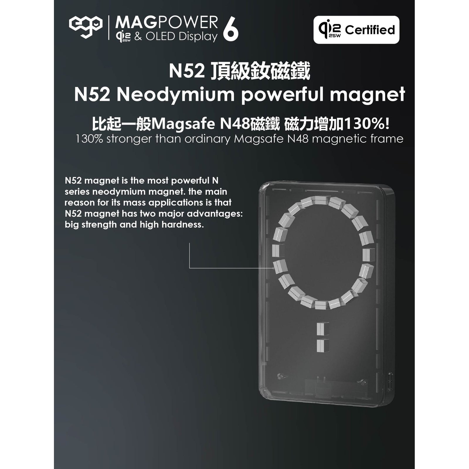 EGO MagPower 6 Qi2.2 10000mAh 磁吸流動電源 銀色 (M17AIR-SILVER) - 09-info-n52-magnet_M17AIR