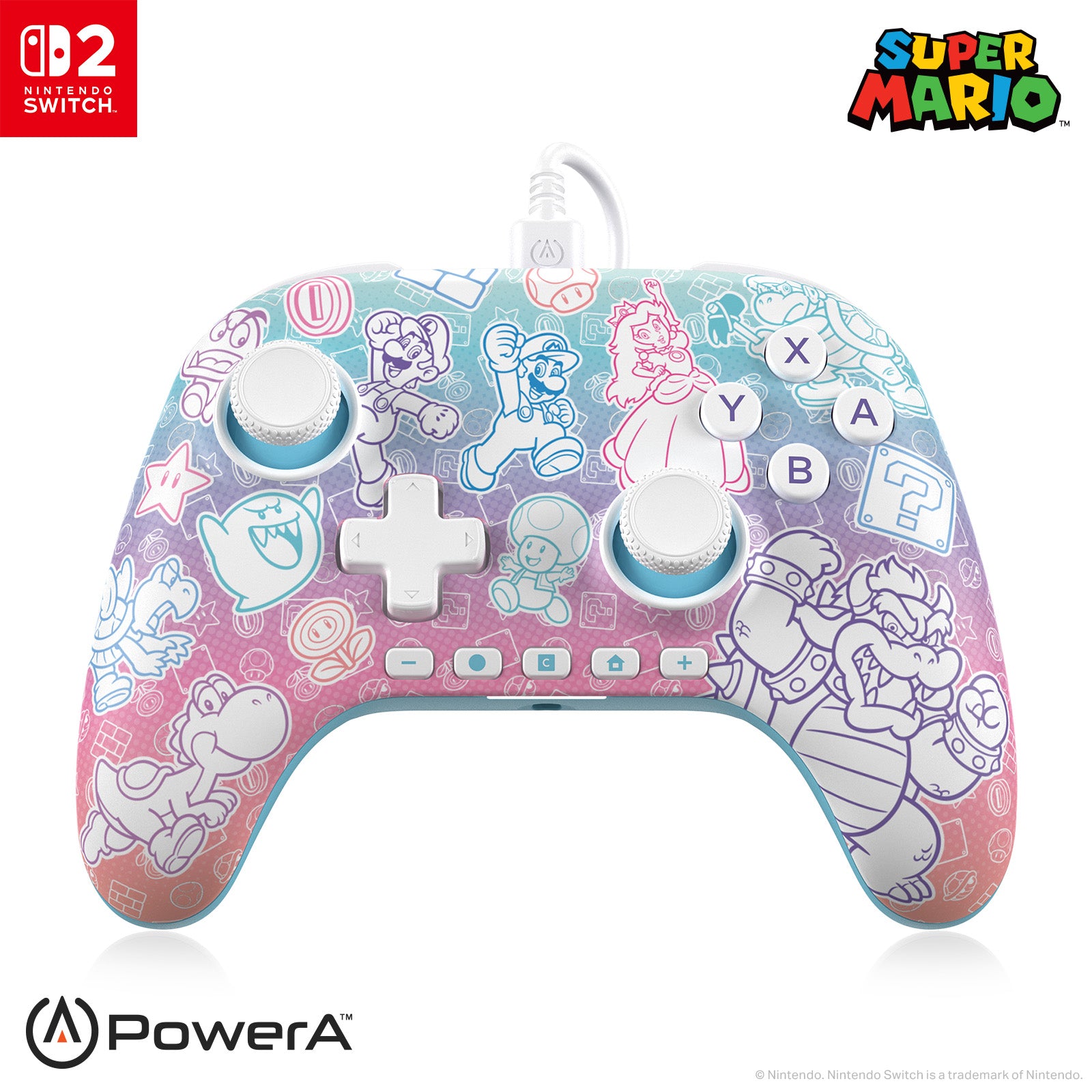 PowerA Advantage 有線手掣 Nintendo Switch 2 Mushroom Kingdom 特別版 (NSGP0526-01)