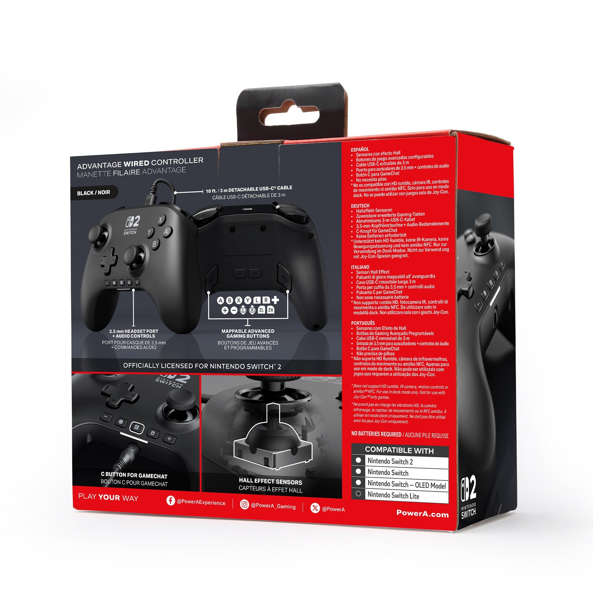 PowerA Advantage 有線手掣 Nintendo Switch 2 黑色 (NSGP0523-01)