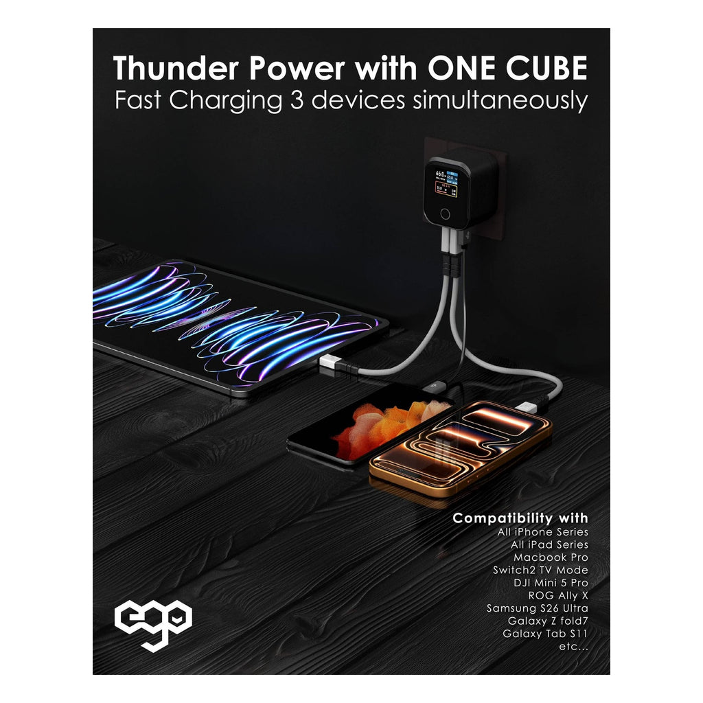EGO ThunderCube 4 65W GaN TFT 即時顯示三接口摺疊充電器 黑色 (B12601-BLACK) - 10_info_b12601