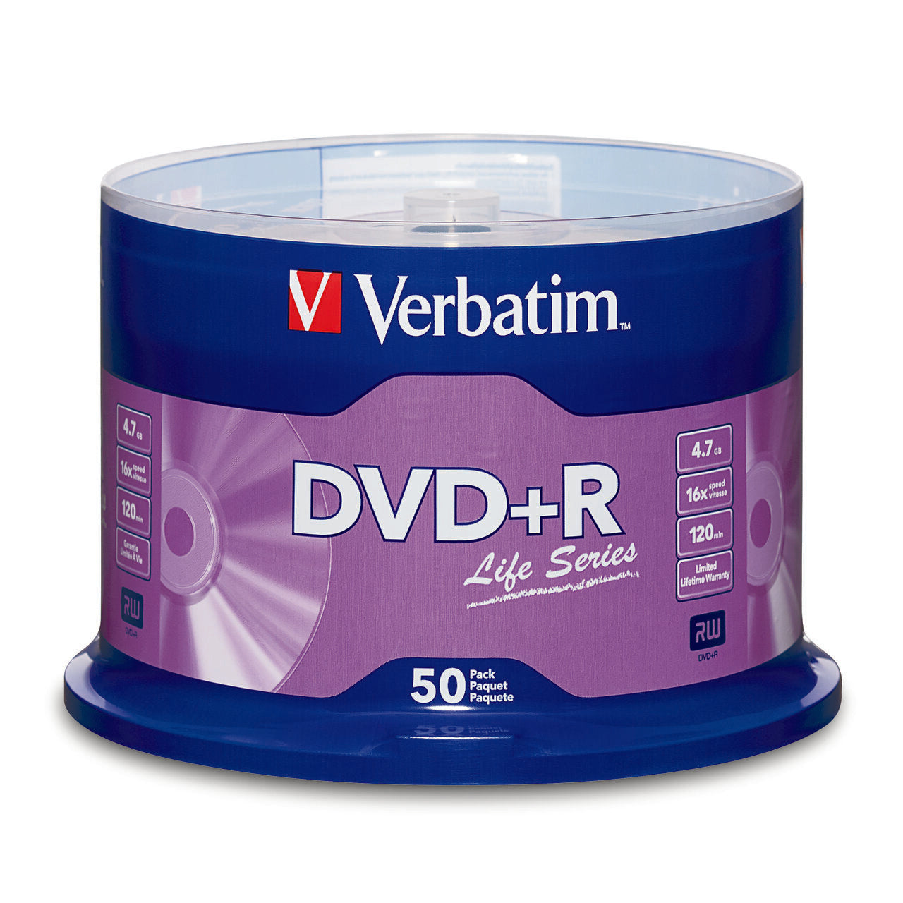 Verbatim DVD+R 16X 4.7GB Life Series 50pcs (97174)