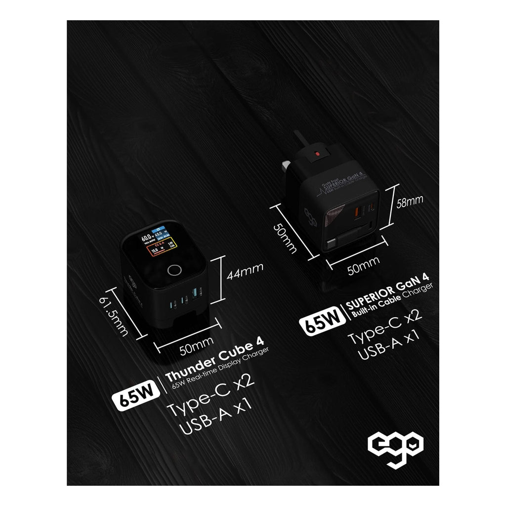 EGO ThunderCube 4 65W GaN TFT 即時顯示三接口摺疊充電器 黑色 (B12601-BLACK) - 11_info_b12601