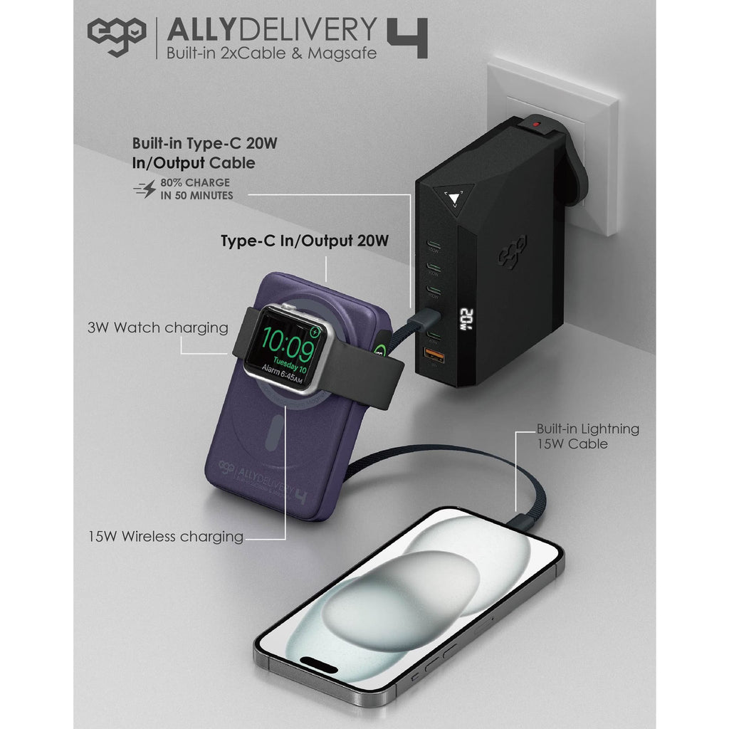 EGO Ally Delivery 4 3C 追溯碼（QR code）版 MagSafe 10000mAh 6 合 1 流動電源 冷灰色 (F52-GREY) - 13-info-charging-setup_F52