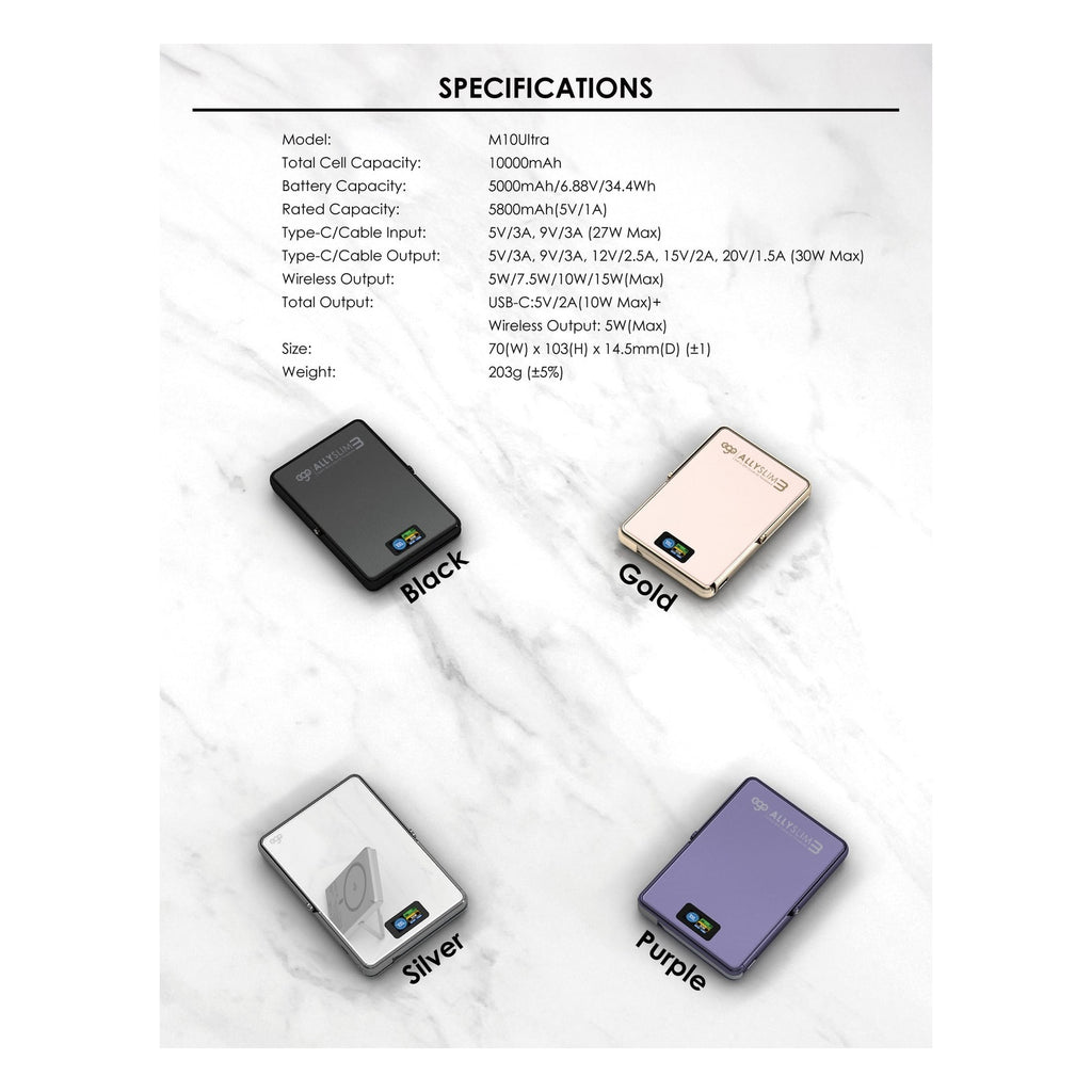 EGO AllySlim3 4 合 1 30W PD 10000mAh 內置線磁吸流動電源 沙漠金 (M10ULTRA-GOLD) - 13_info_m10ultra