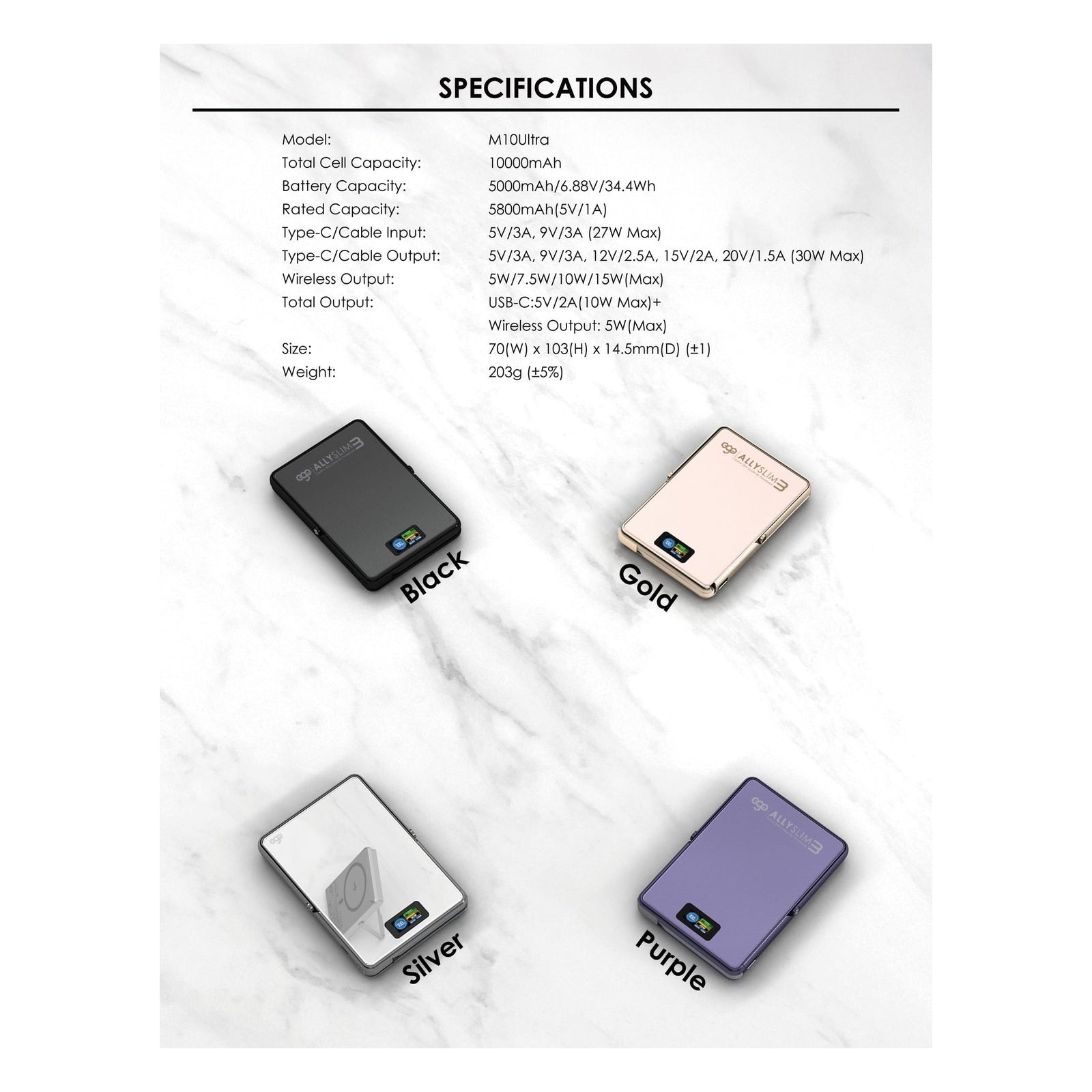 EGO AllySlim3 4 合 1 30W PD 10000mAh 內置線磁吸流動電源 沙漠金 (M10ULTRA-GOLD) - 13_info_m10ultra