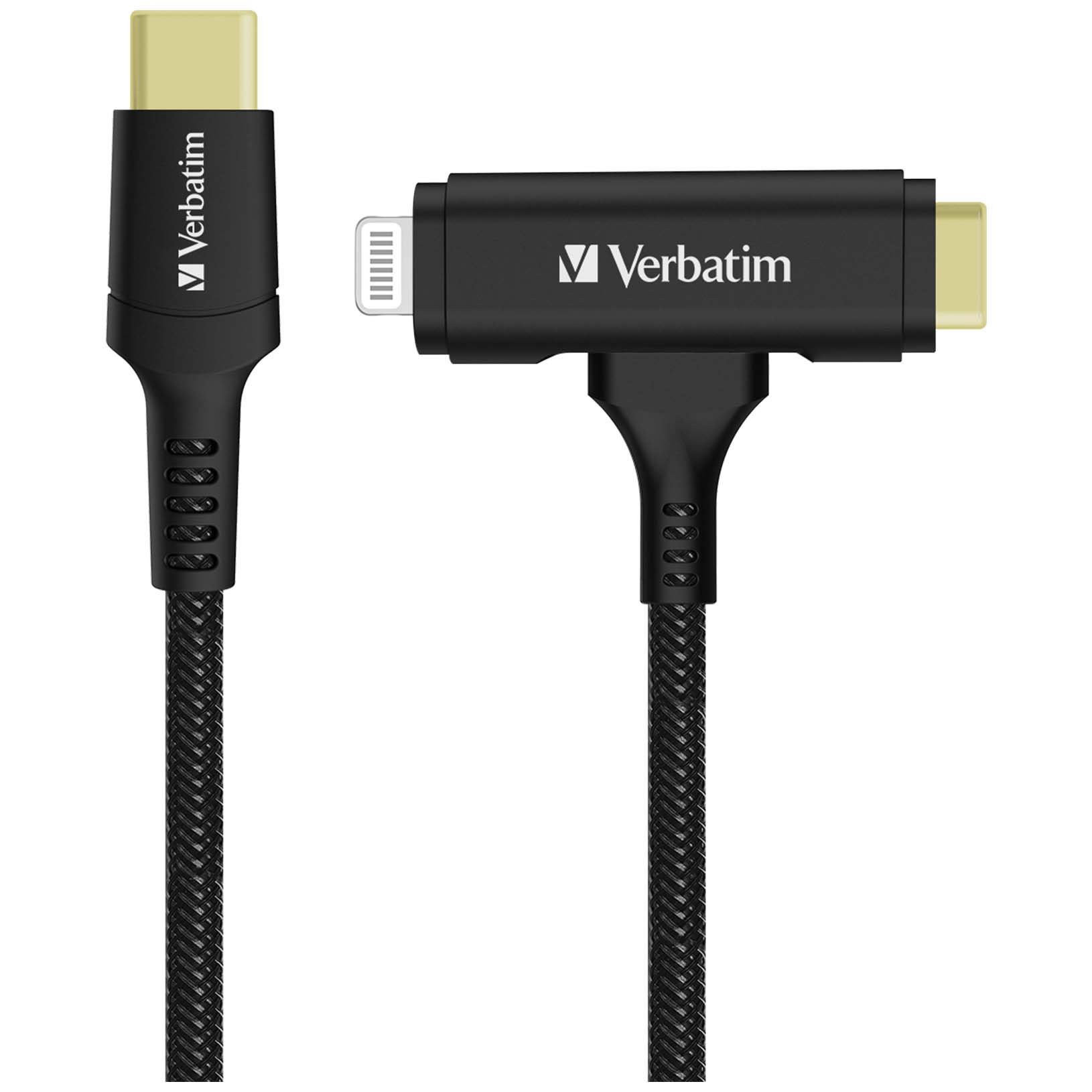 Verbatim USB-C to Lightning and USB-C 2-in-1 Cable 120cm 黑色 (66974)