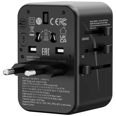 Verbatim UTA-09 GaN III Universal Travel Adapter 70W 黑色 (32124)