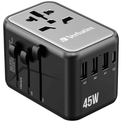 Verbatim 5 Port PD 3.0 45W Travel Adaptor 黑色 (32123)