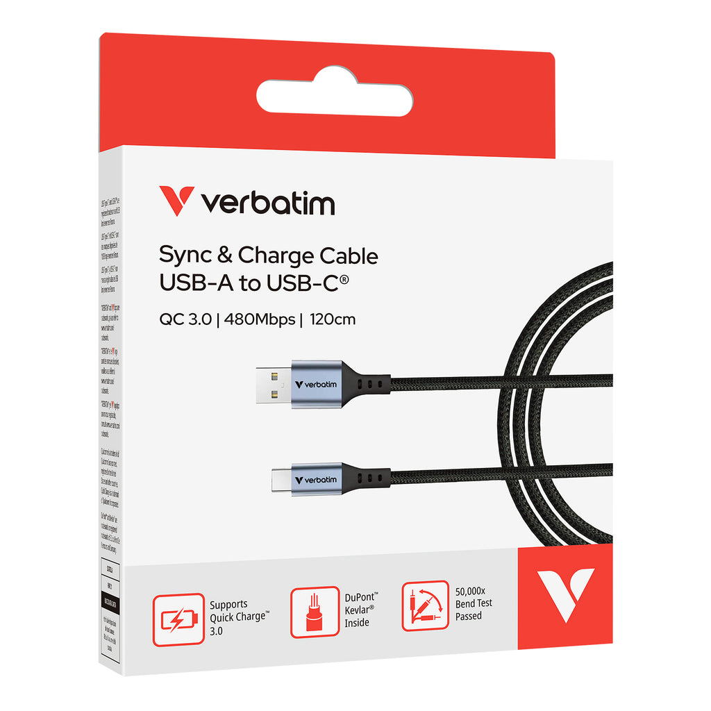Verbatim USB-A to USB-C 18W 充電傳輸線 120cm (31843)