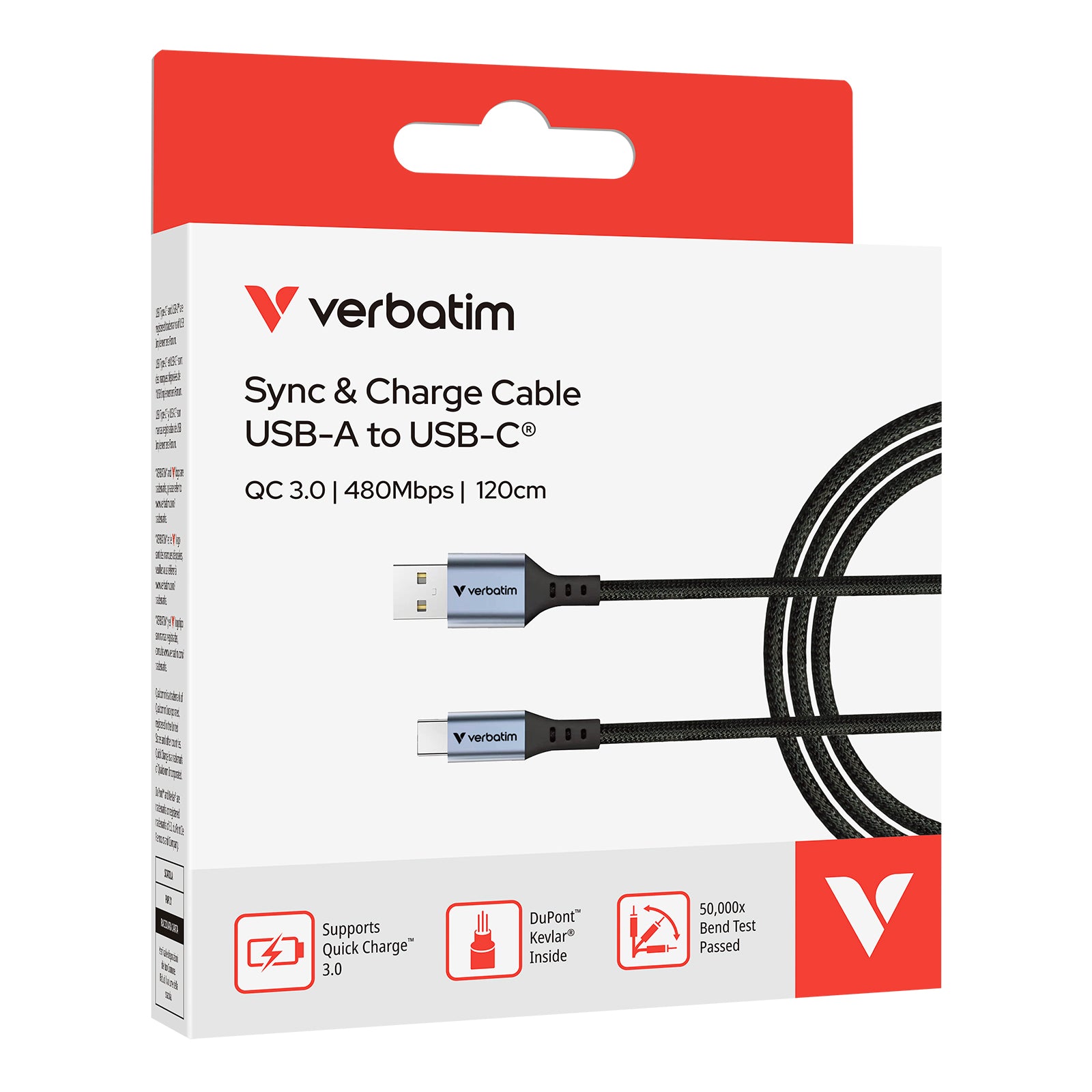 Verbatim USB-A to USB-C 18W 充電傳輸線 120cm (31843)