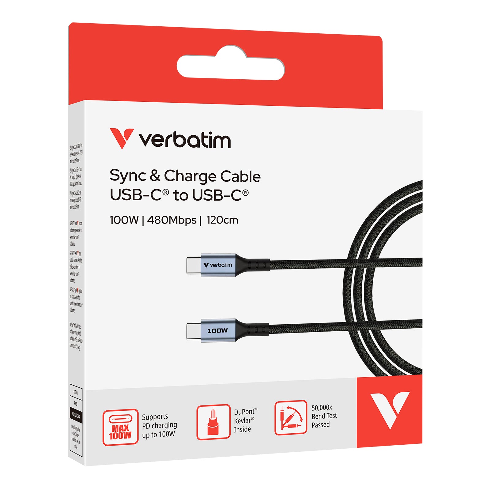 Verbatim USB-C to USB-C 100W 充電線 120cm (31846)