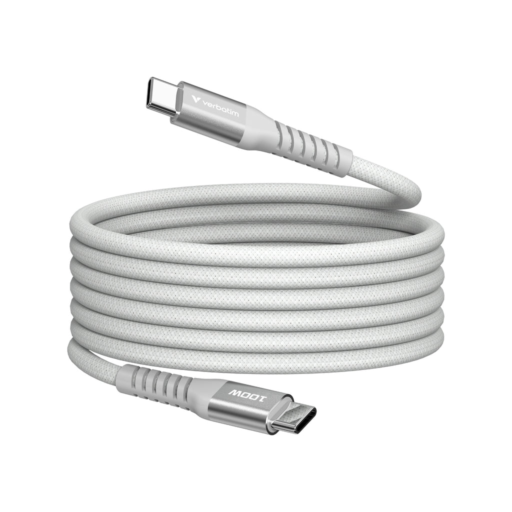 Verbatim USB-C to USB-C 100W 磁吸充電線 120cm 灰色 (31854)