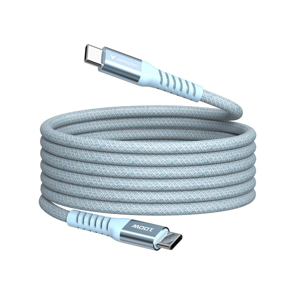 Verbatim USB-C to USB-C 100W 磁吸充電線 120cm 藍色 (31856)