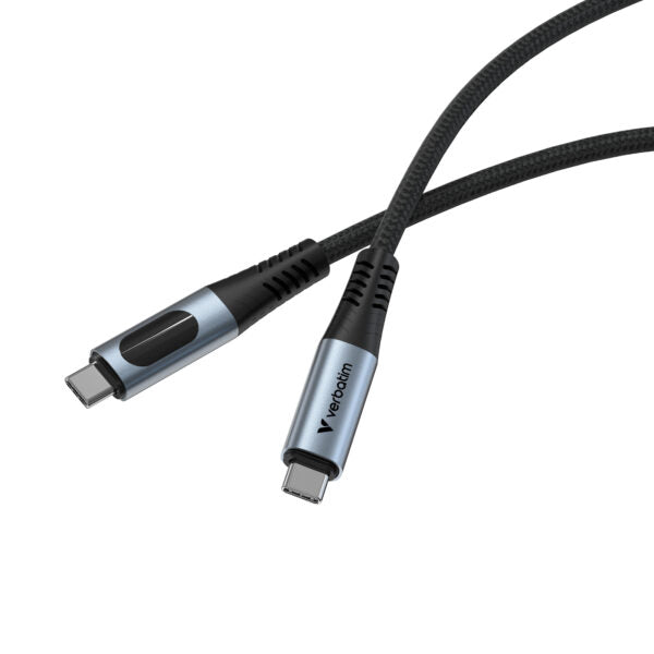 Verbatim USB-C to USB-C 240W USB4 LED 顯示充電線 120cm (31849)