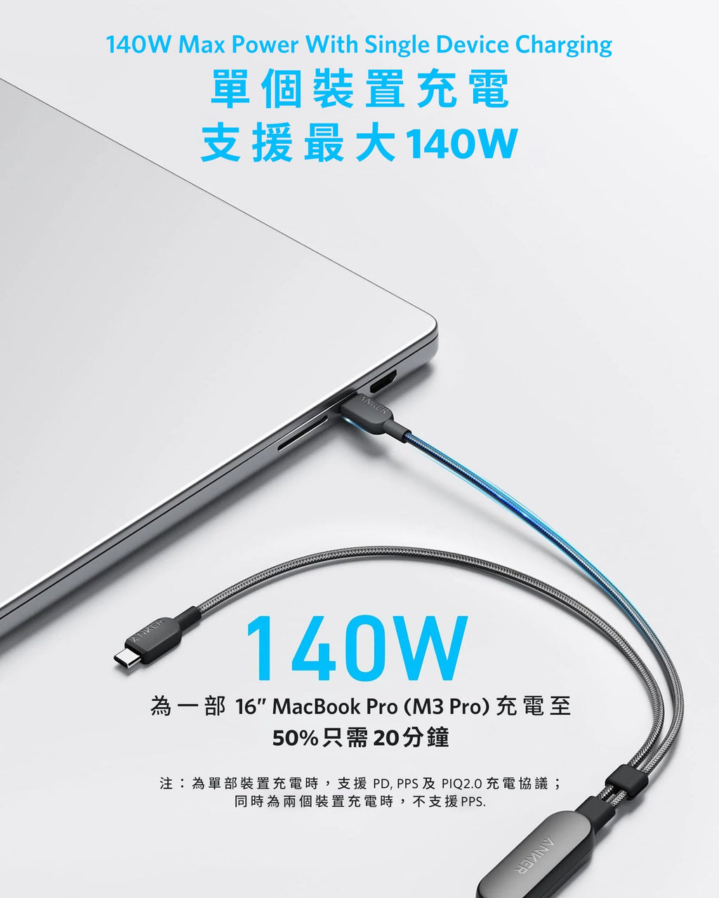 Anker USB-C to USB-C Cable 黑色 (A8895H11)