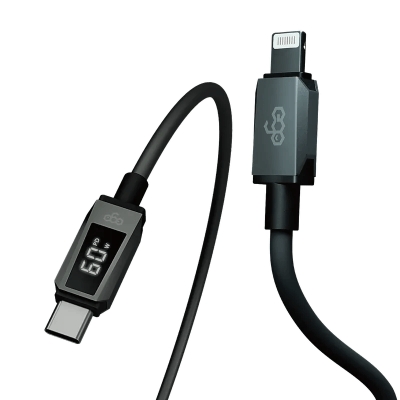 EGO Wiry Max 2 USB-C to Lightning 60W PD 實時顯示線 30cm 灰色 (CLRT2-03GREY)