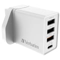 Verbatim 4 Port 30W PD & Qc3.0 USB 充電器 白色 (66897)