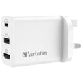 Verbatim 3 Port PD 60W Charger with USB-A and HDMI White 66895