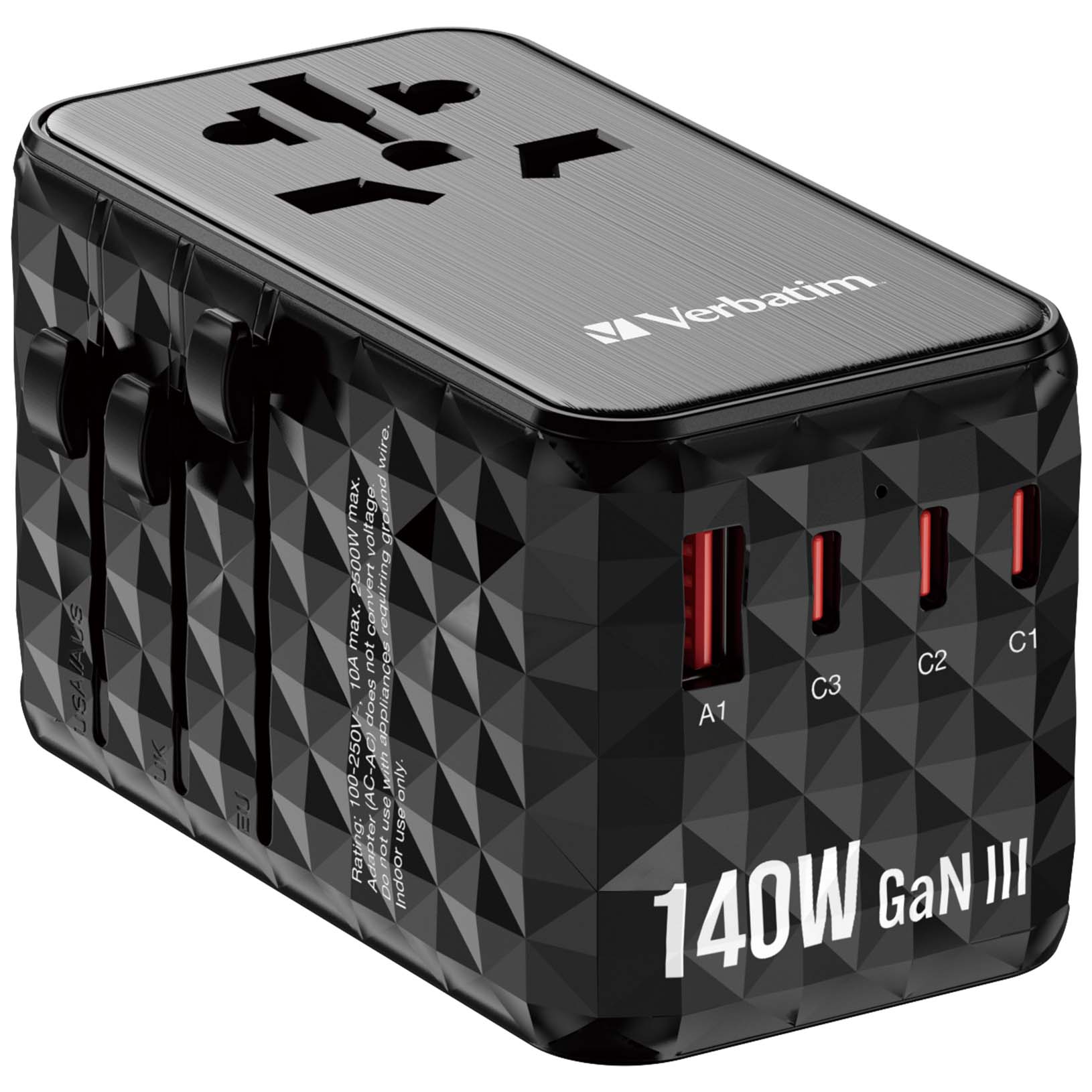 Verbatim UTA-10 140W GaN Travel Adaptor 黑色 (32125)