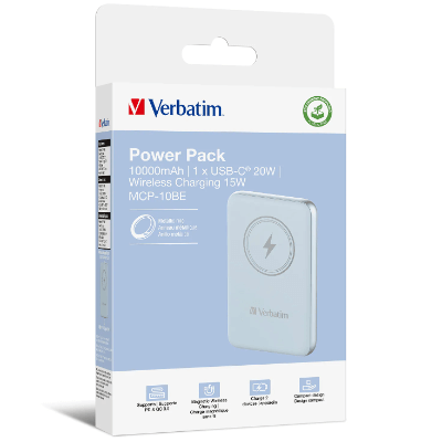 Verbatim MagSafe Qi 15W PD 20W 10000mAh 行動電源 藍色 (32247)