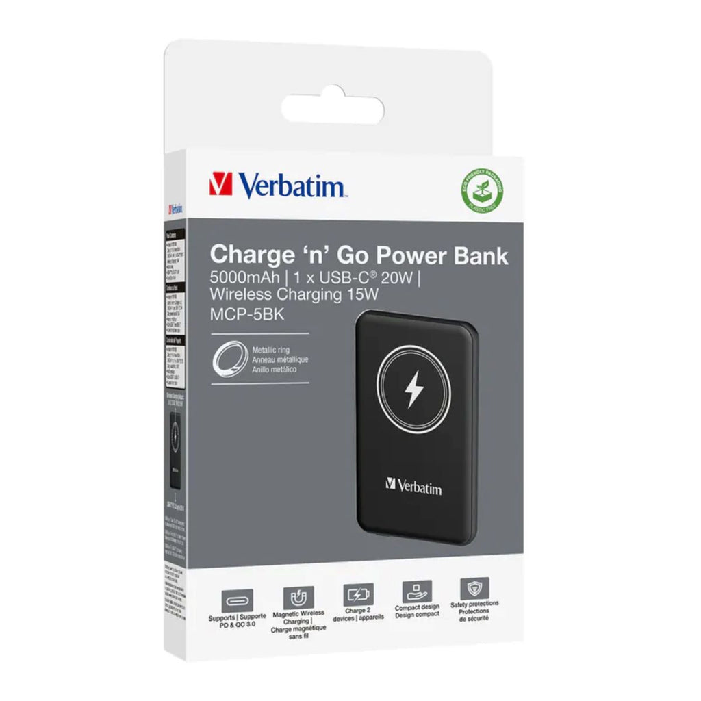 Verbatim MagSafe Qi 15W 5000mAh 行動電源 黑色 (32240)