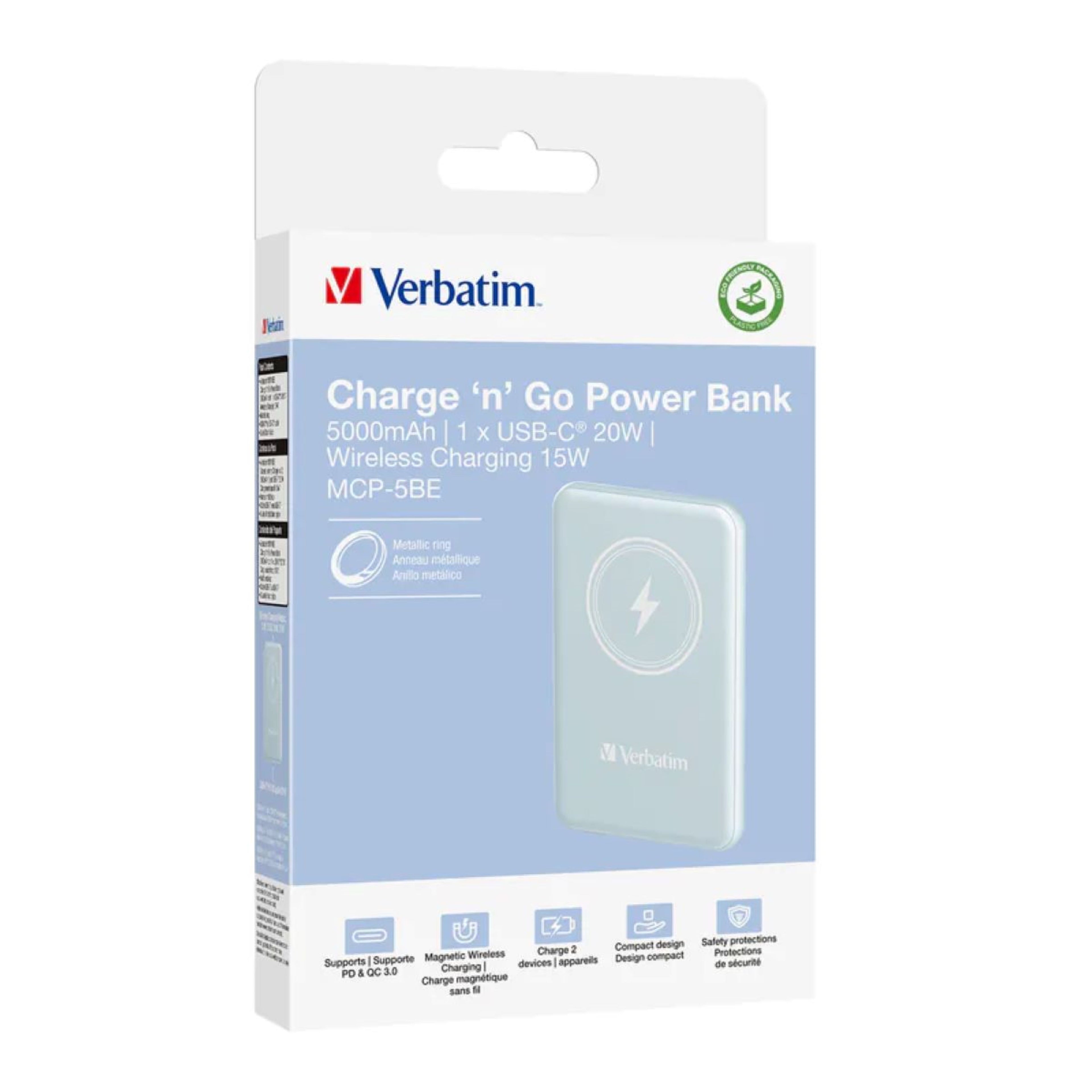 Verbatim MagSafe Qi 15W 5000mAh 行動電源 藍色 (32242)