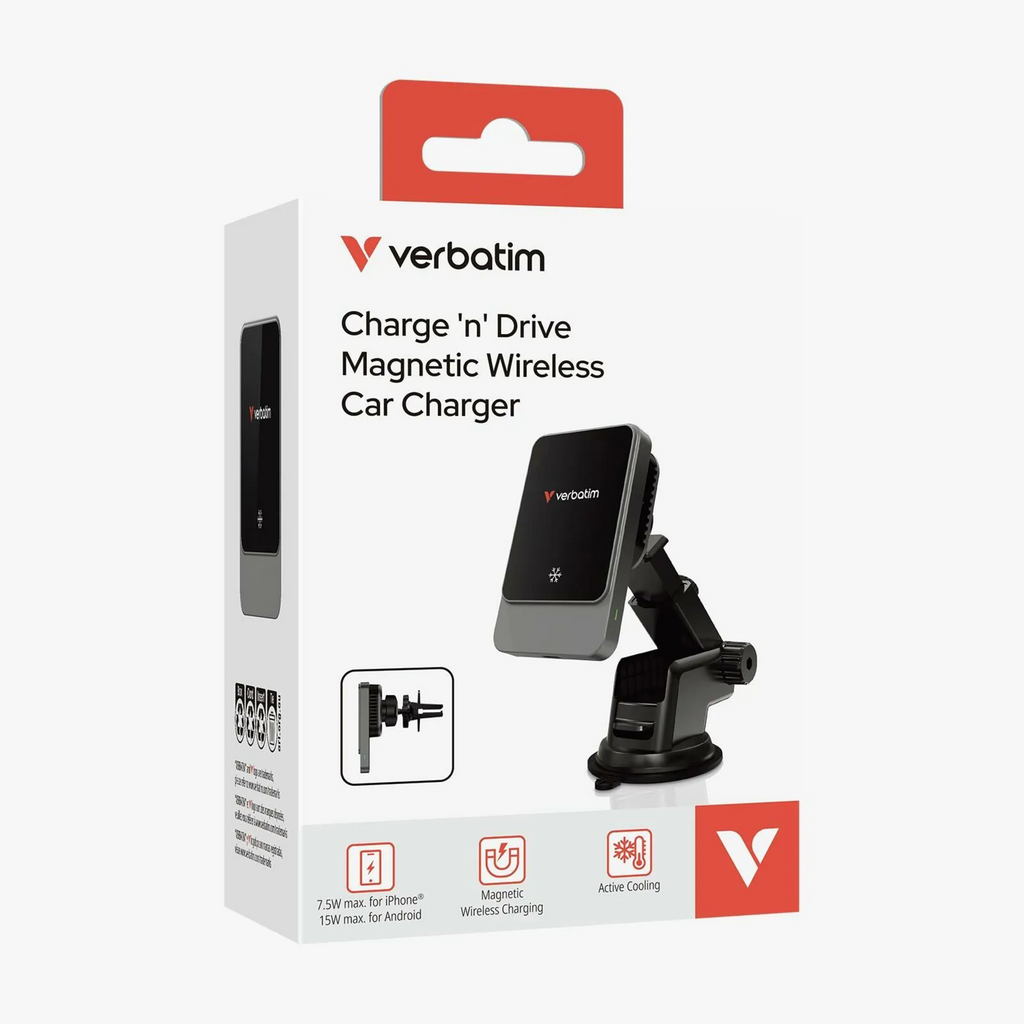 Verbatim QI 15W 磁吸無線車充 Active Cooling 黑色 (31862)