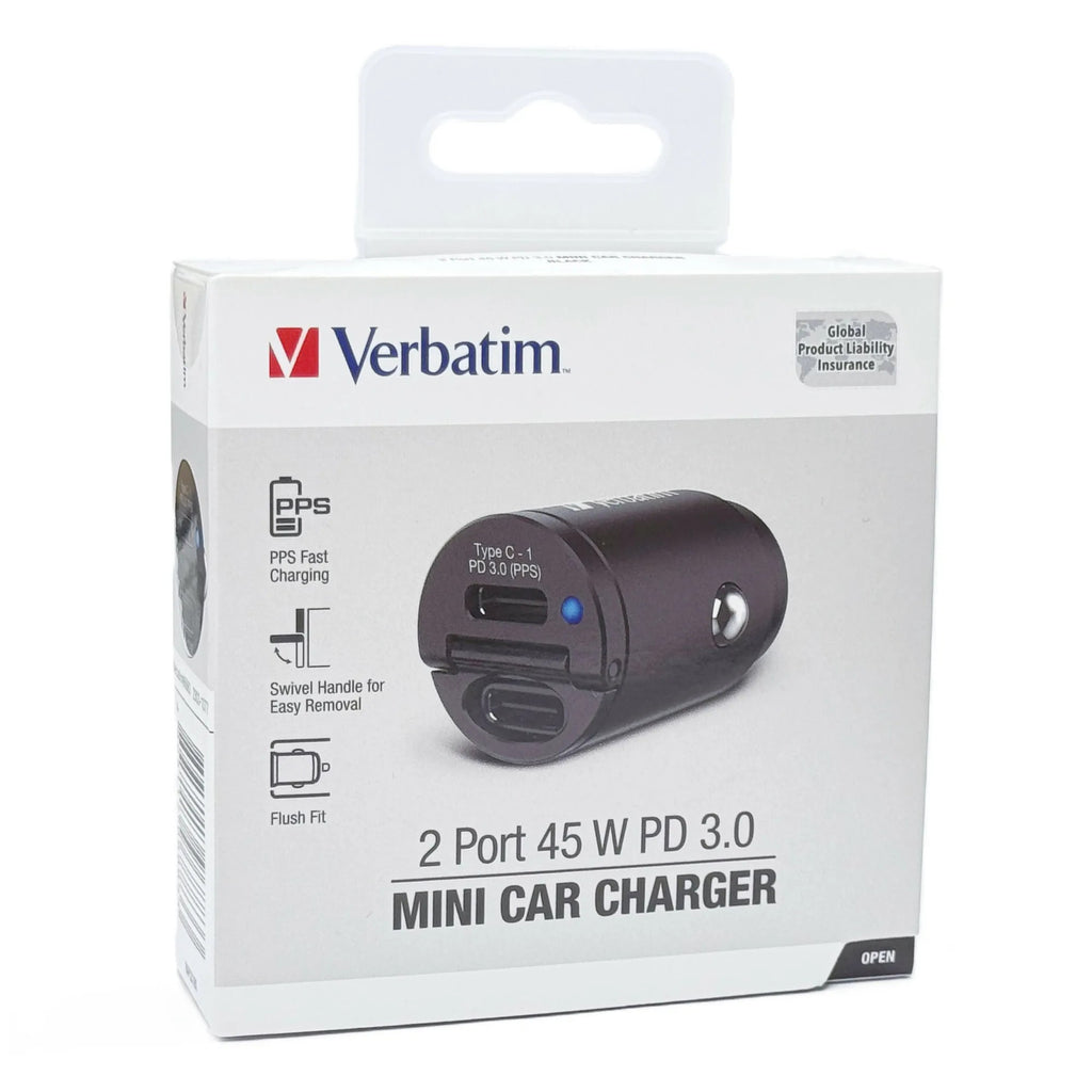 Verbatim Dual Type-C 45W Mini Car Charger Black 66883