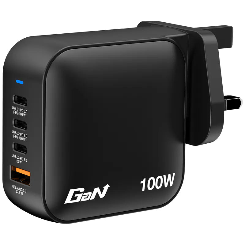 Verbatim 4-port 100W Mini GAN 充電器 Uk Plug 黑色 (32058)