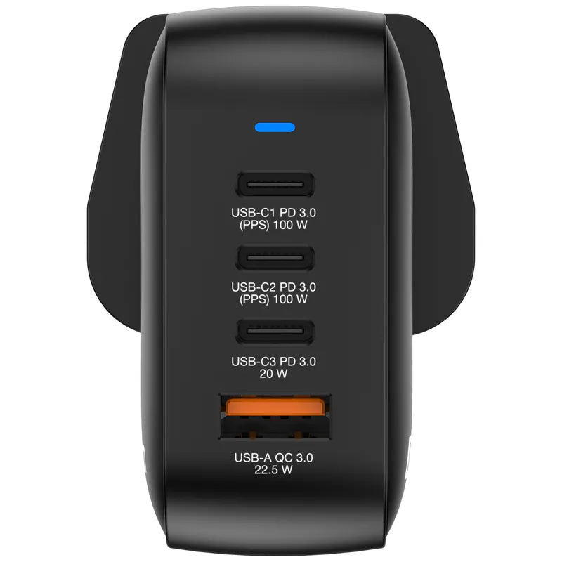 Verbatim 4-port 100W Mini GAN 充電器 Uk Plug 黑色 (32058)