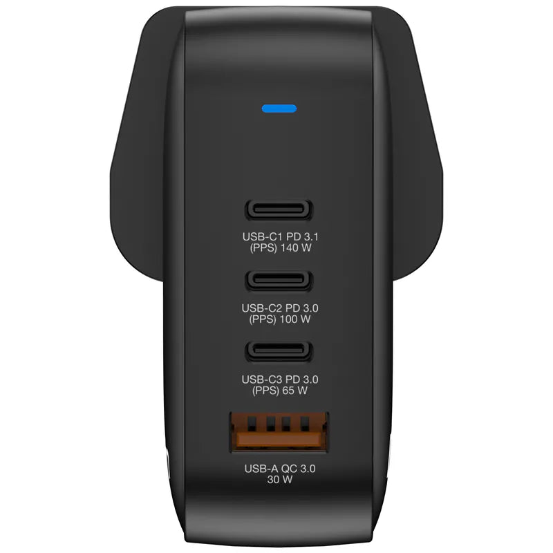 Verbatim 4-port 165W Mini GAN 充電器 Uk Plug 黑色 (32057)