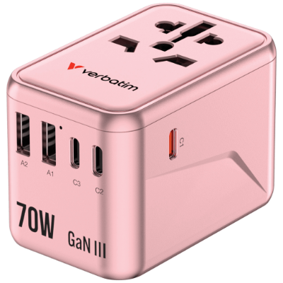 Verbatim UTA-09 GaN III Universal Travel Adapter 70W 粉紅色 (30172)