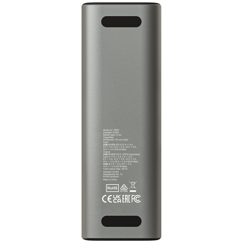 Verbatim Charge n Go 行動電源 29400mAh 183W 灰色 (67052)