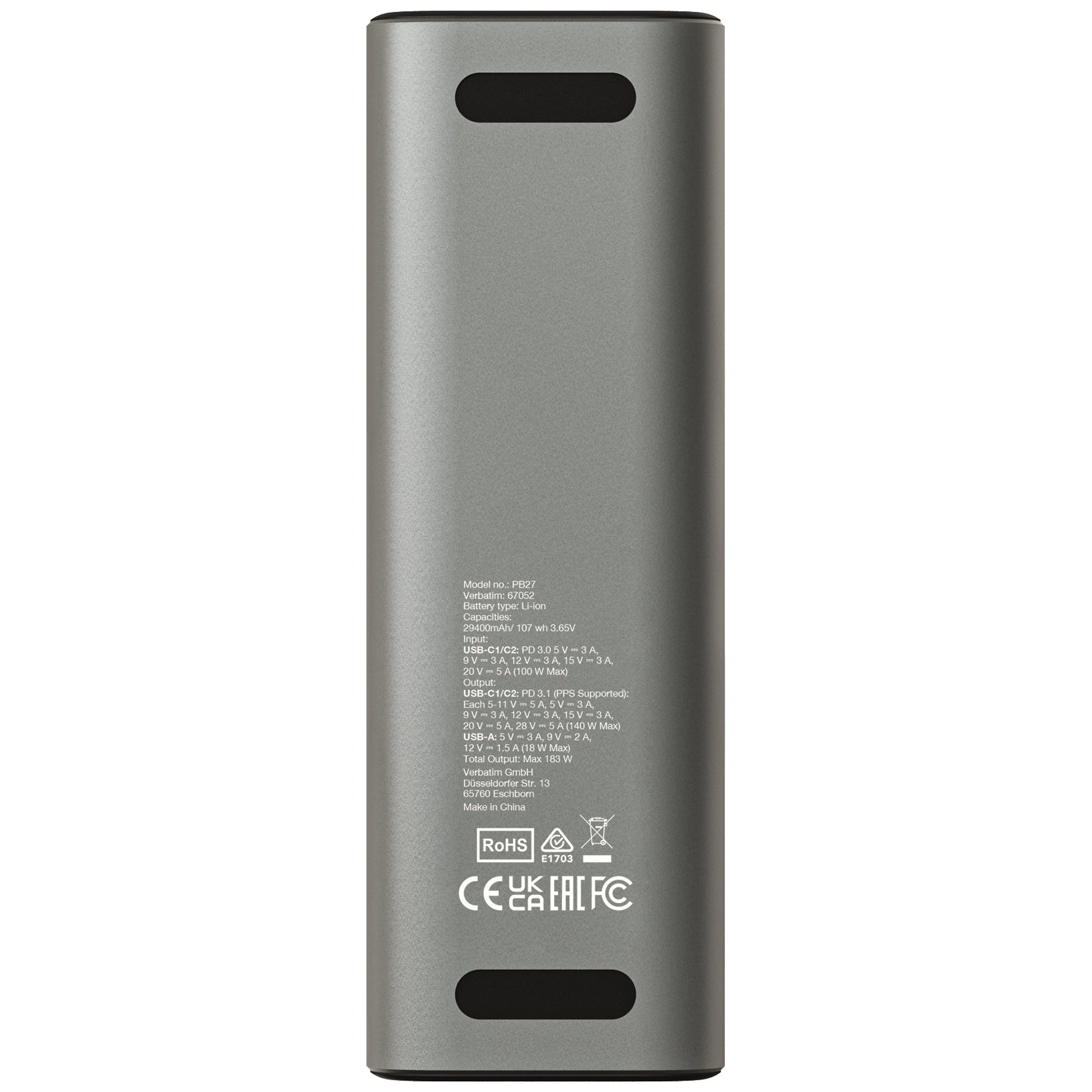 Verbatim Charge n Go 行動電源 29400mAh 183W 灰色 (67052)