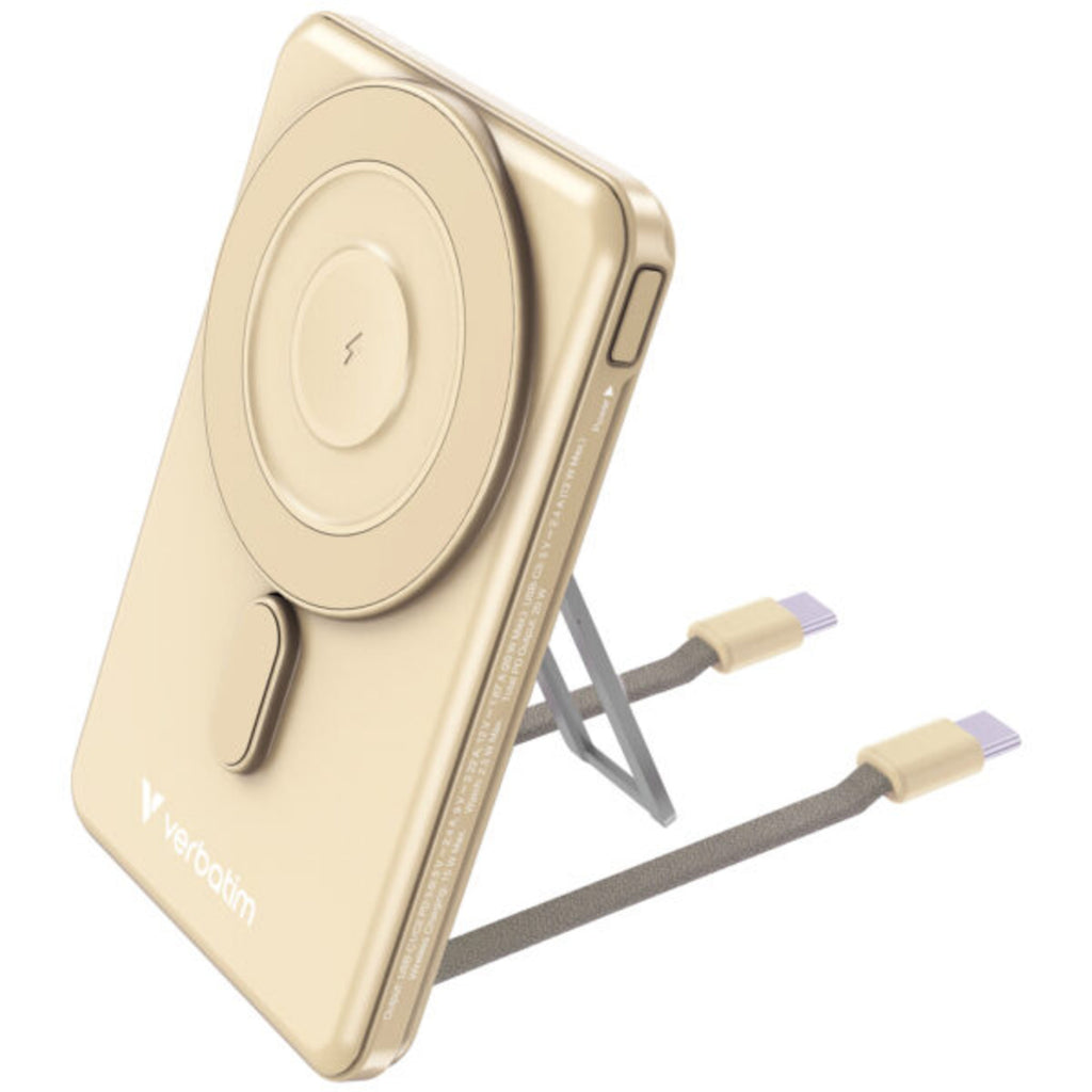 Verbatim Charge n Go 磁吸行動電源 5000mAh 5-in-1 Stand 金色 (32253)
