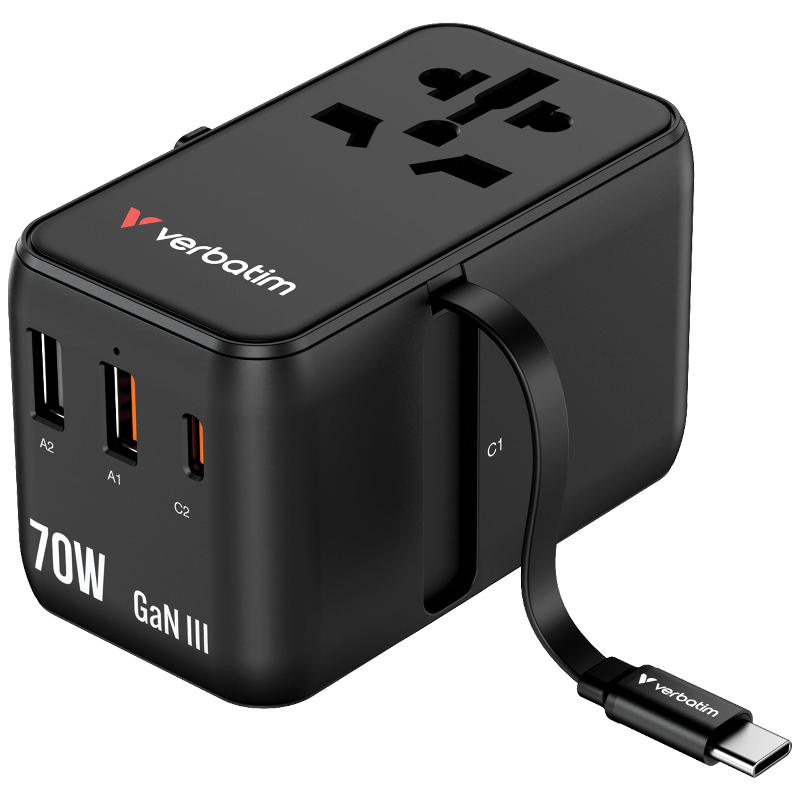 Verbatim 4 Port 70W GaN III Travel Adaptor 黑色 (30184)